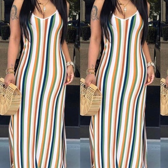 Exquisite Styles Dresses & Skirts - Final Sale: Multi Color Striped Maxi Dress